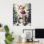 Funny Christmas Reindeer Reading on the Toilet Poster (Heimbüro)