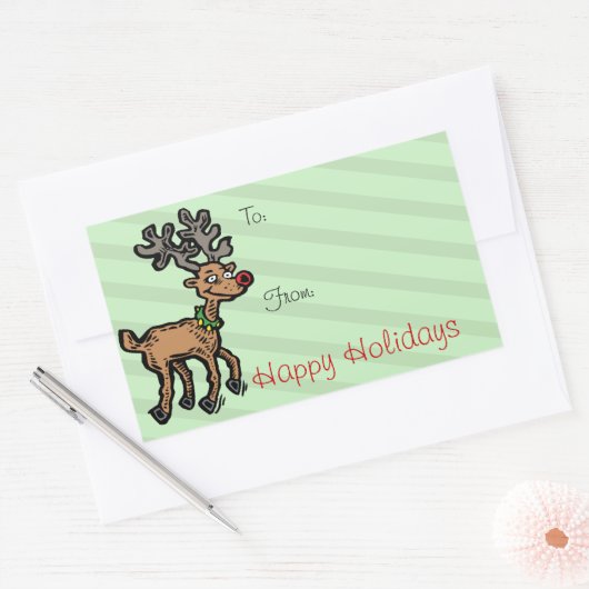 Funny Christmas Reindeer Rechteckiger Aufkleber (Umschlag)