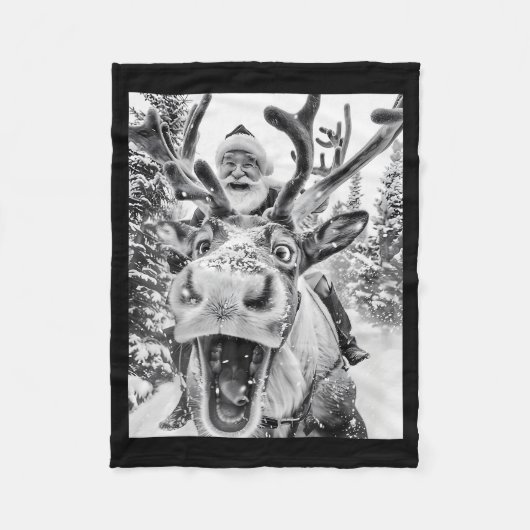 Funny Christmas Reindeer Selfie Santa Claus Xmas S Fleecedecke (Vorderseite)