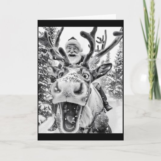 Funny Christmas Reindeer Selfie Santa Claus Xmas S Karte (Vorderseite)