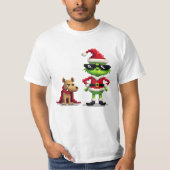 Funny Christmas Reindeer und Max Pixel Art T-Shirt (Vorderseite)