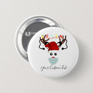 Funny Christmas Rentier Tragemaske Custom Button