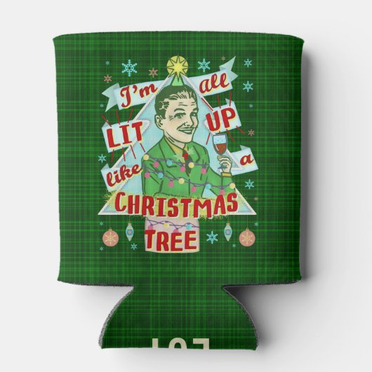 Funny Christmas Retro Drink Spaß Mann Lit Up Dosenkühler (Rückseite)