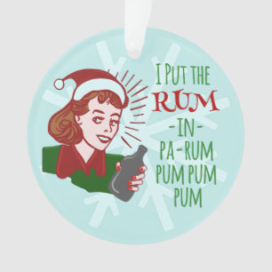Funny Christmas Retro Frau Drink Rum Holiday Ornament