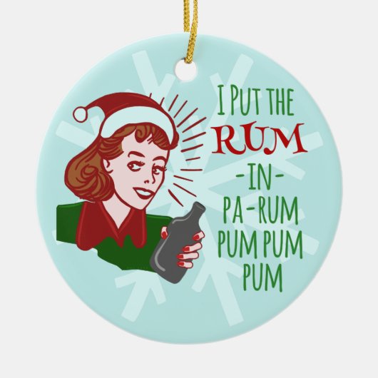 Funny Christmas Retro Rum Drink Frauen Urlaub Keramik Ornament (Vorne)