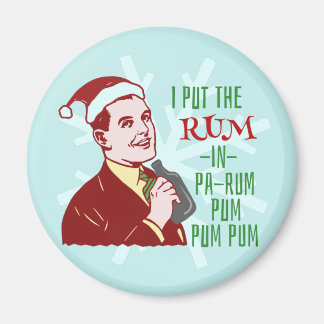 Funny Christmas Retro Rum Drink Man Holiday Magnet