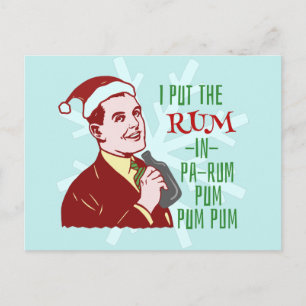 Funny Christmas Retro Rum Drinking Man Holiday Feiertagspostkarte