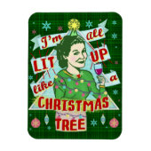 Funny Christmas Retro Trinken Spaß Frau Lit Up Magnet (Vertikal)