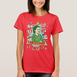 Funny Christmas Retro Trinken Spaß Frau Lit Up T-Shirt