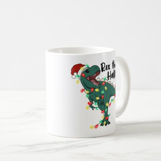 Funny Christmas Rex The Halls T-rex Kaffeetasse (VorderseiteRechts)