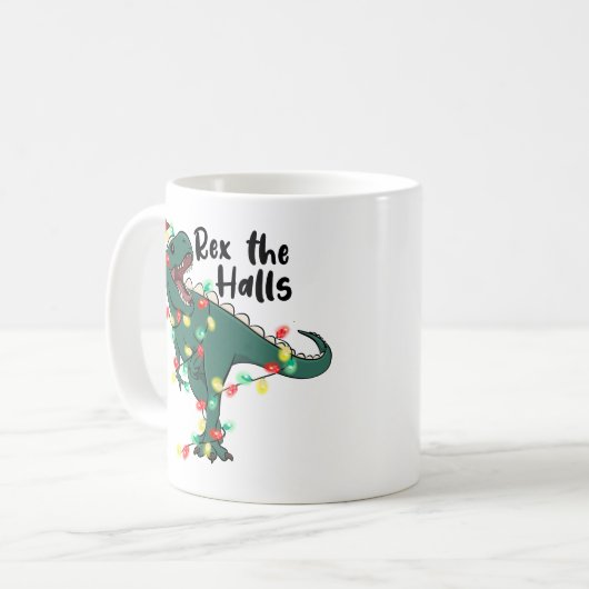 Funny Christmas Rex The Halls T-rex Kaffeetasse (Vorderseite Links)