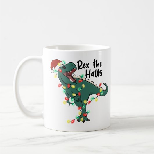 Funny Christmas Rex The Halls T-rex Kaffeetasse (Links)