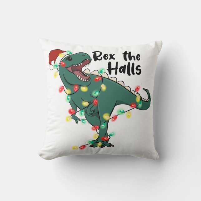 Funny Christmas Rex The Halls T-rex Kissen (Vorderseite)