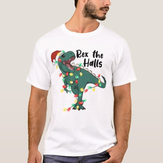 Funny Christmas Rex The Halls T-rex T-Shirt (Vorderseite)