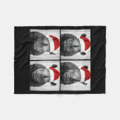 Funny Christmas Rhinoceros Santa Photo Booth Safar Fleecedecke (Vorderseite (Horizontal))