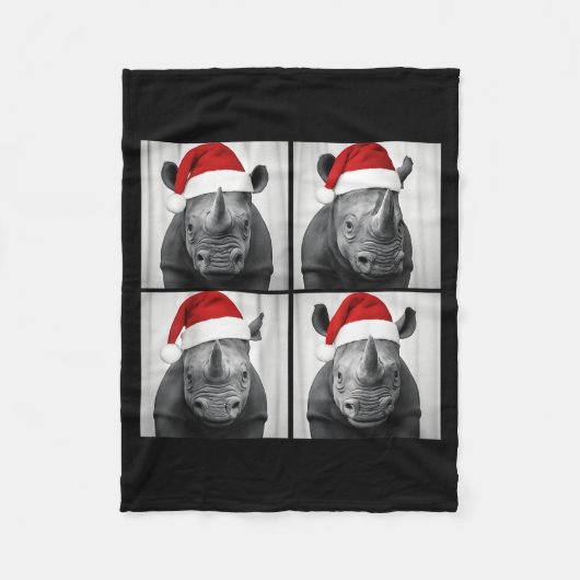 Funny Christmas Rhinoceros Santa Photo Booth Safar Fleecedecke (Vorderseite)