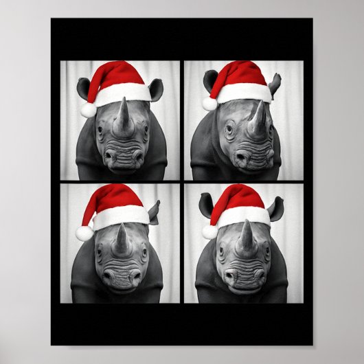 Funny Christmas Rhinoceros Santa Photo Booth Safar Poster (Vorne)