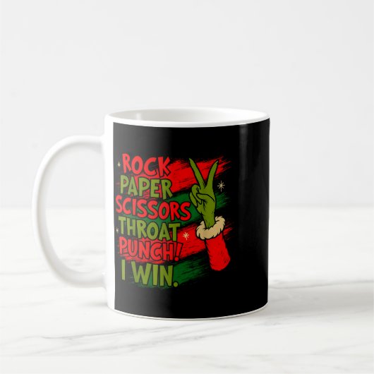 Funny Christmas Rock Paper Scissors Throat Punch Kaffeetasse (Links)