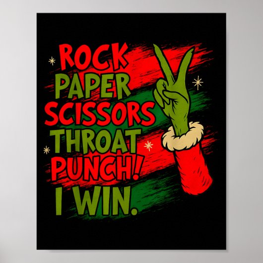 Funny Christmas Rock Paper Scissors Throat Punch Poster (Vorne)