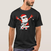 Funny Christmas Rock'n'Roll Santa Guitar  T-Shirt (Vorderseite)