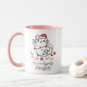 Funny Christmas Santa Cat Purrtly Naughty Tasse