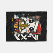 Funny Christmas Santa Cat Ramen Japanese Kawaii An Fleecedecke (Vorderseite (Horizontal))