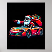 Funny Christmas Santa Claus Driving Srt Car Xmas P Poster (Vorne)
