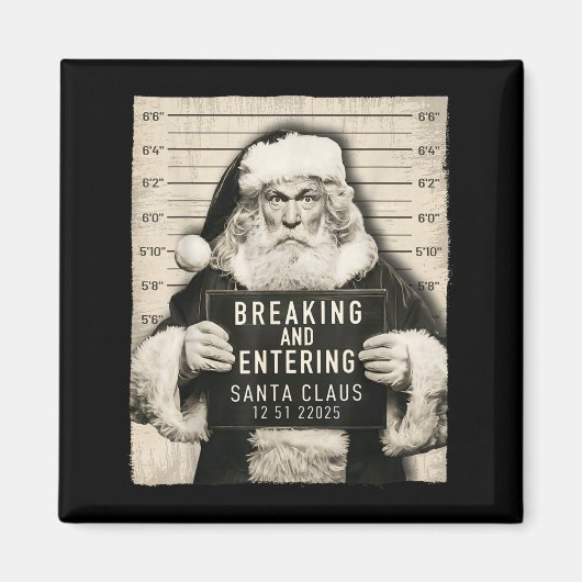 Funny Christmas Santa Claus Humor Mugshot Xmas Men Magnet (Vorne)