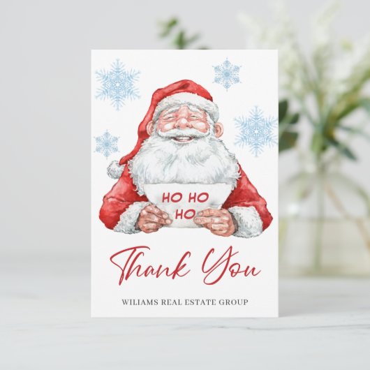 Funny Christmas Santa Claus Reindeer Dankeskarte (Stehend Vorderseite)