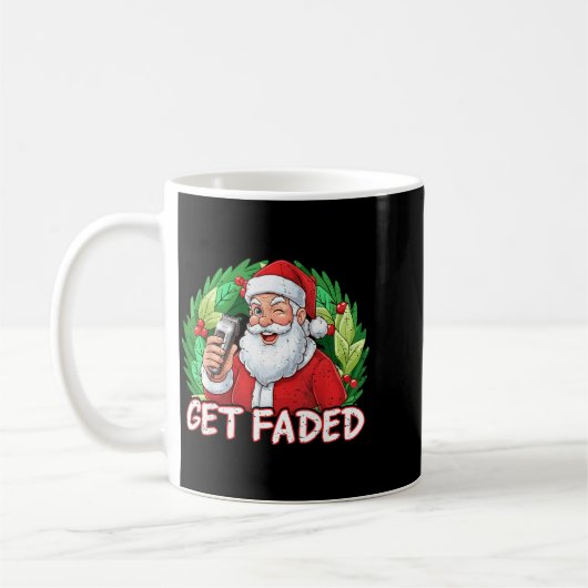 Funny Christmas Santa Claus Santa Barber Get Faded Kaffeetasse (Links)