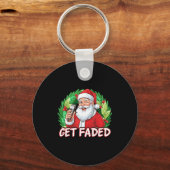 Funny Christmas Santa Claus Santa Barber Get Faded Schlüsselanhänger (Vorderseite)
