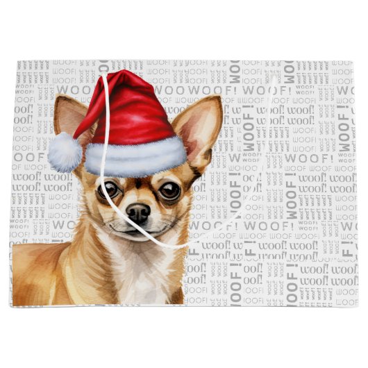 Funny Christmas Santa Dog Chihuahua Holiday Große Geschenktüte (Vorderseite)