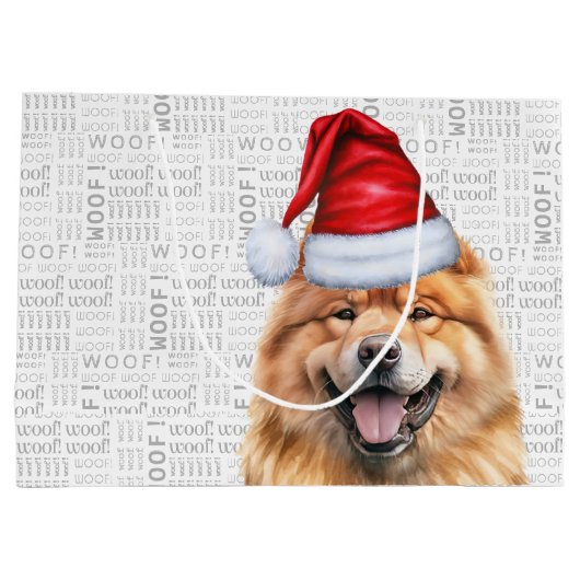 Funny Christmas Santa Dog Chow Chow Chow Holiday Große Geschenktüte (Rückseite)