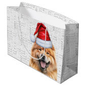Funny Christmas Santa Dog Chow Chow Chow Holiday Große Geschenktüte (Rückseite Schrägansicht)