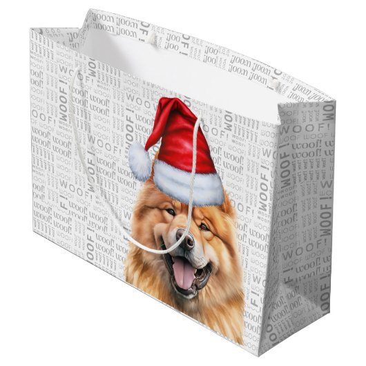 Funny Christmas Santa Dog Chow Chow Chow Holiday Große Geschenktüte (Rückseite Schrägansicht)