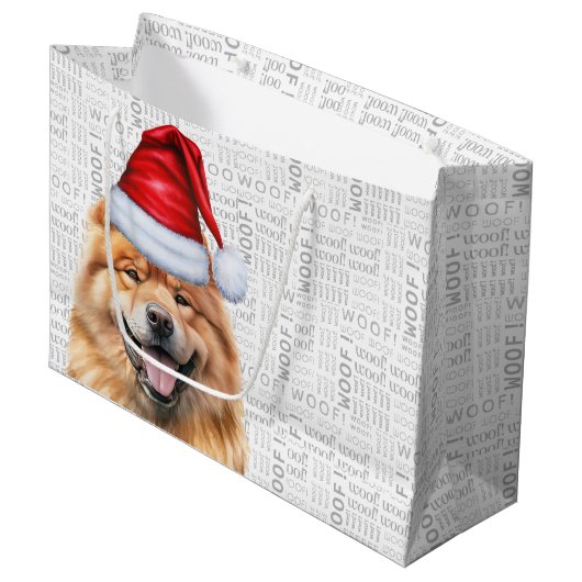 Funny Christmas Santa Dog Chow Chow Chow Holiday Große Geschenktüte (Vorderseite Schrägansicht)