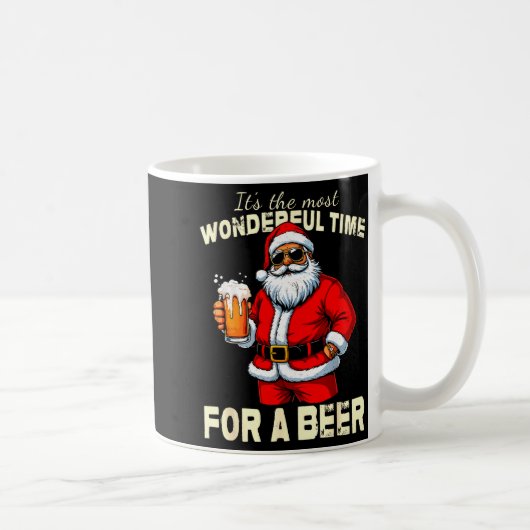 Funny Christmas Santa Drinking Beer Wonderful Time Kaffeetasse (Rechts)