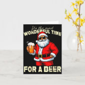 Funny Christmas Santa Drinking Beer Wonderful Time Karte (Gelbe Blume)