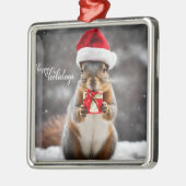 Funny Christmas Santa Eichhörnchen mit Gegenwart Ornament Aus Metall (Links)