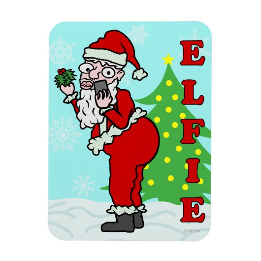Funny Christmas Santa Elfie Magnet (Vertikal)