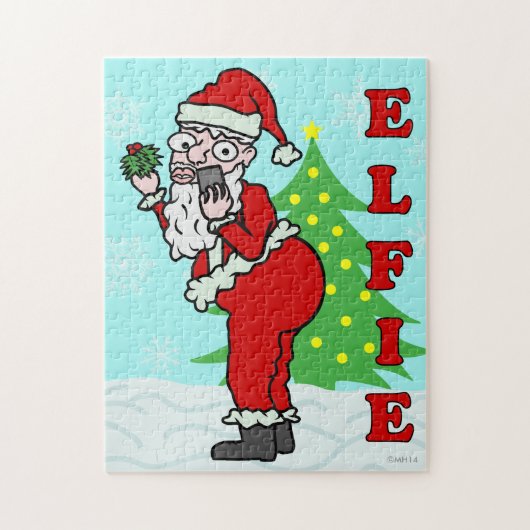 Funny Christmas Santa Elfie Puzzle (Vertikal)