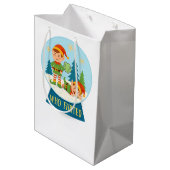 Funny Christmas Santa & Elves "Who Farted" Mittlere Geschenktüte (Rückseite Schrägansicht)