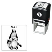 Funny Christmas Santa Gnome Paare Monogram Permastempel (Beispiel)