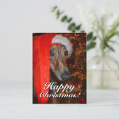 Funny Christmas Santa Greyhound Lurcher Feiertagspostkarte (Stehend Vorderseite)