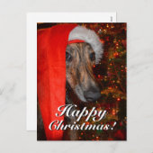 Funny Christmas Santa Greyhound Lurcher Feiertagspostkarte (Vorne/Hinten)