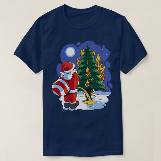Funny Christmas Santa Peeing T-Shirt (Design vorne)