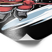 Funny Christmas Santa Playing Ice Hockey Xmas Fotodruck (Ecke)