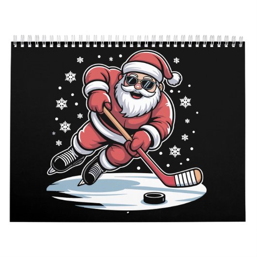 Funny Christmas Santa Playing Ice Hockey Xmas  Kalender (Titelbild)