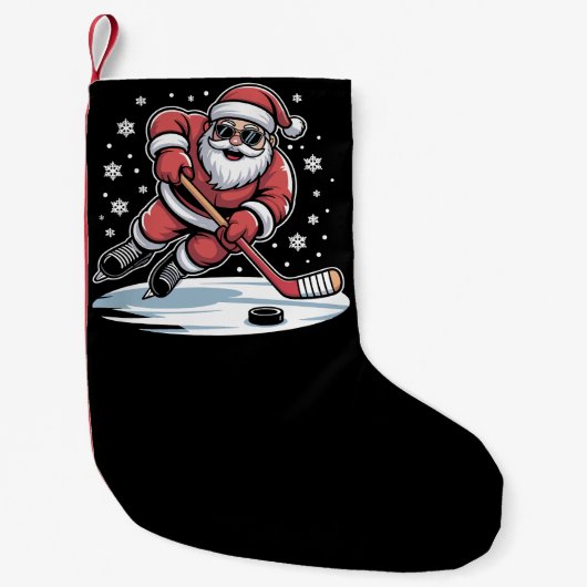 Funny Christmas Santa Playing Ice Hockey Xmas  Kleiner Weihnachtsstrumpf (Vorderseite)