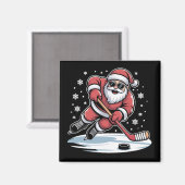 Funny Christmas Santa Playing Ice Hockey Xmas  Magnet (Vorderseite/Rückseite)